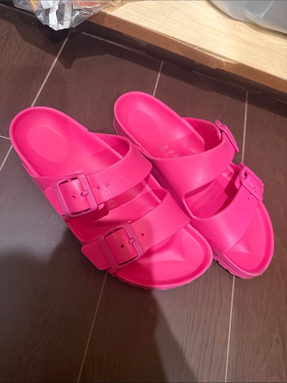 Birkenstock Hot Pink Double-Buckle EVA Slide Sandals 38
